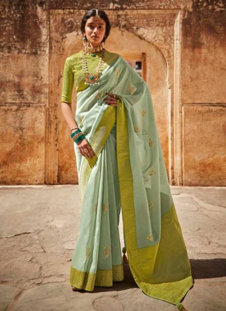 Pista Green KIMORA SUNEHRI 17 Heavy Wedding Wear Silk Designer Latest Saree Collection 1432